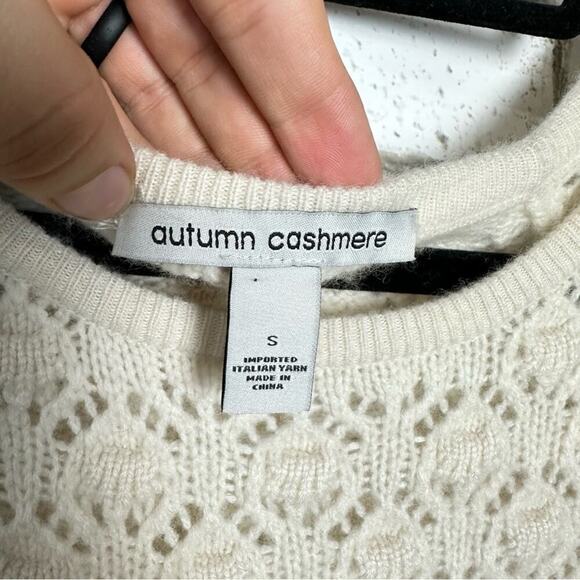 Autumn Cashmere Sweater Ruffle Crochet Cream White S - Picture 3 of 6